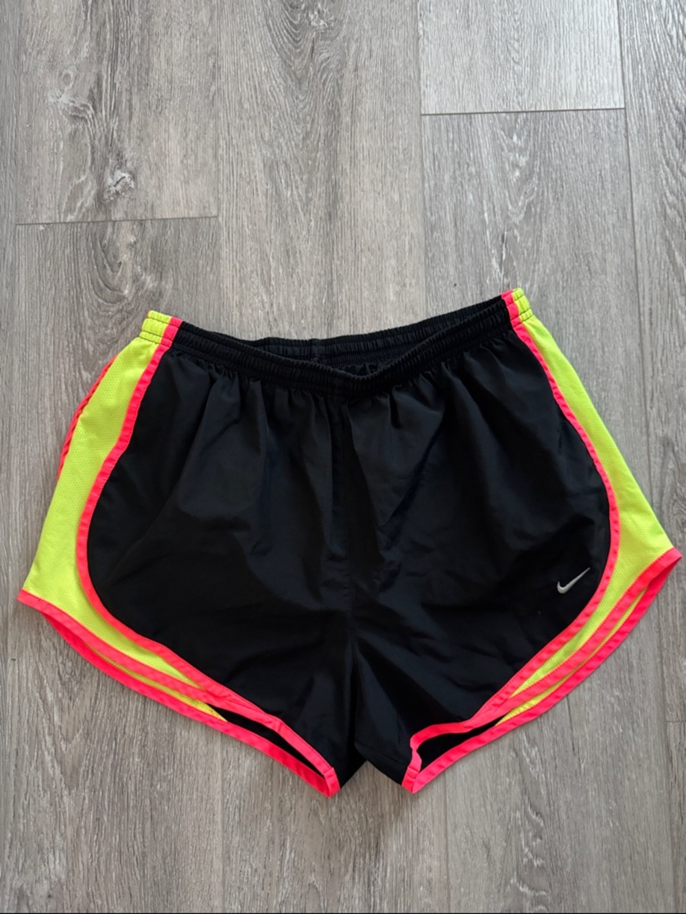 GUC Nike Women’s Black Athletic Shorts with Neon Pink & Neon Yellow Trim Size L